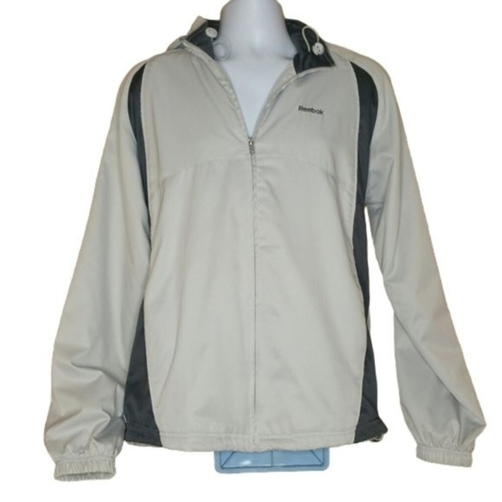 Reebok Gray Hooded Windbreaker Mens Size Medium